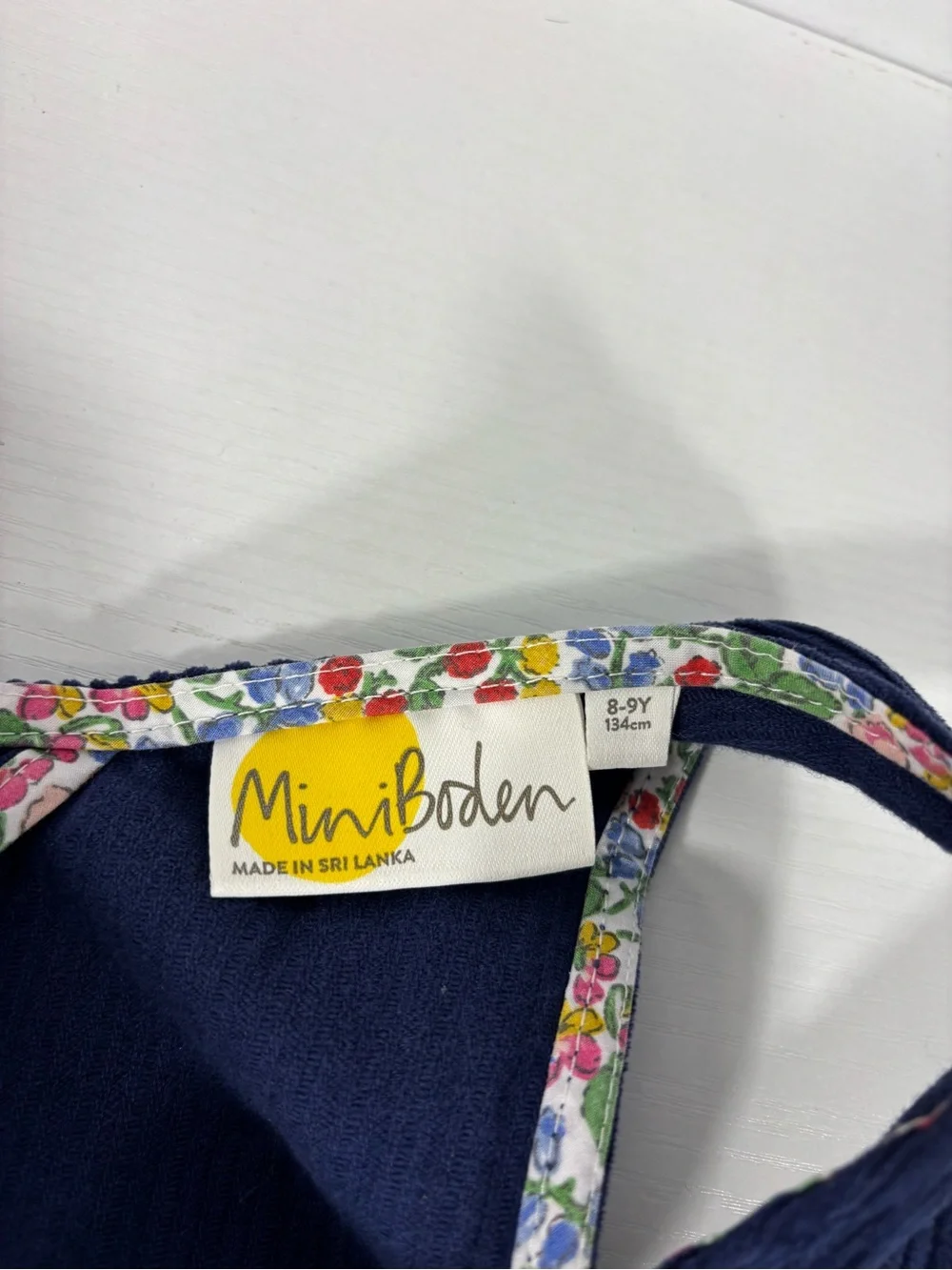 Mini Boden Navy Corduroy Pinafore Jumper Dress Pockets Size 8-9Y